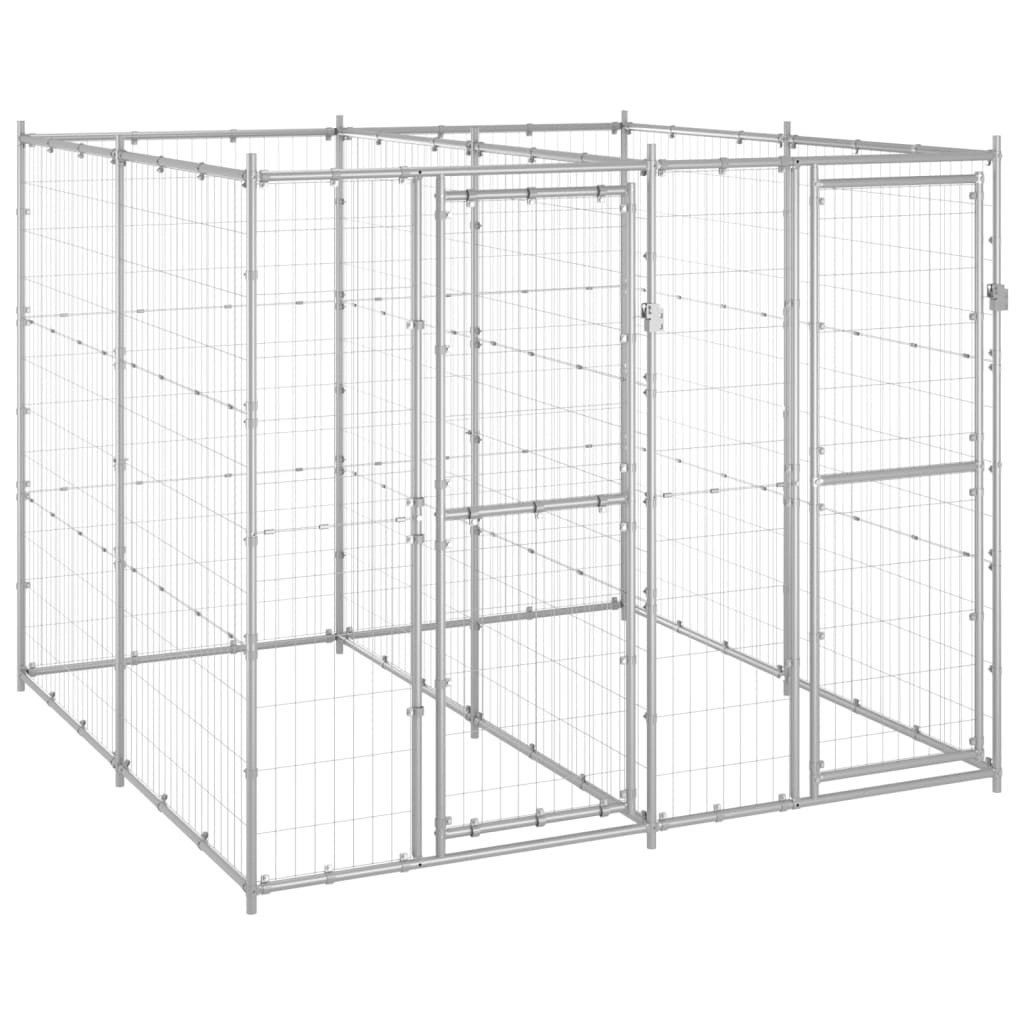 Outdoor Dog Kennel Galvanised Steel 4.84 mÂ² 3082282