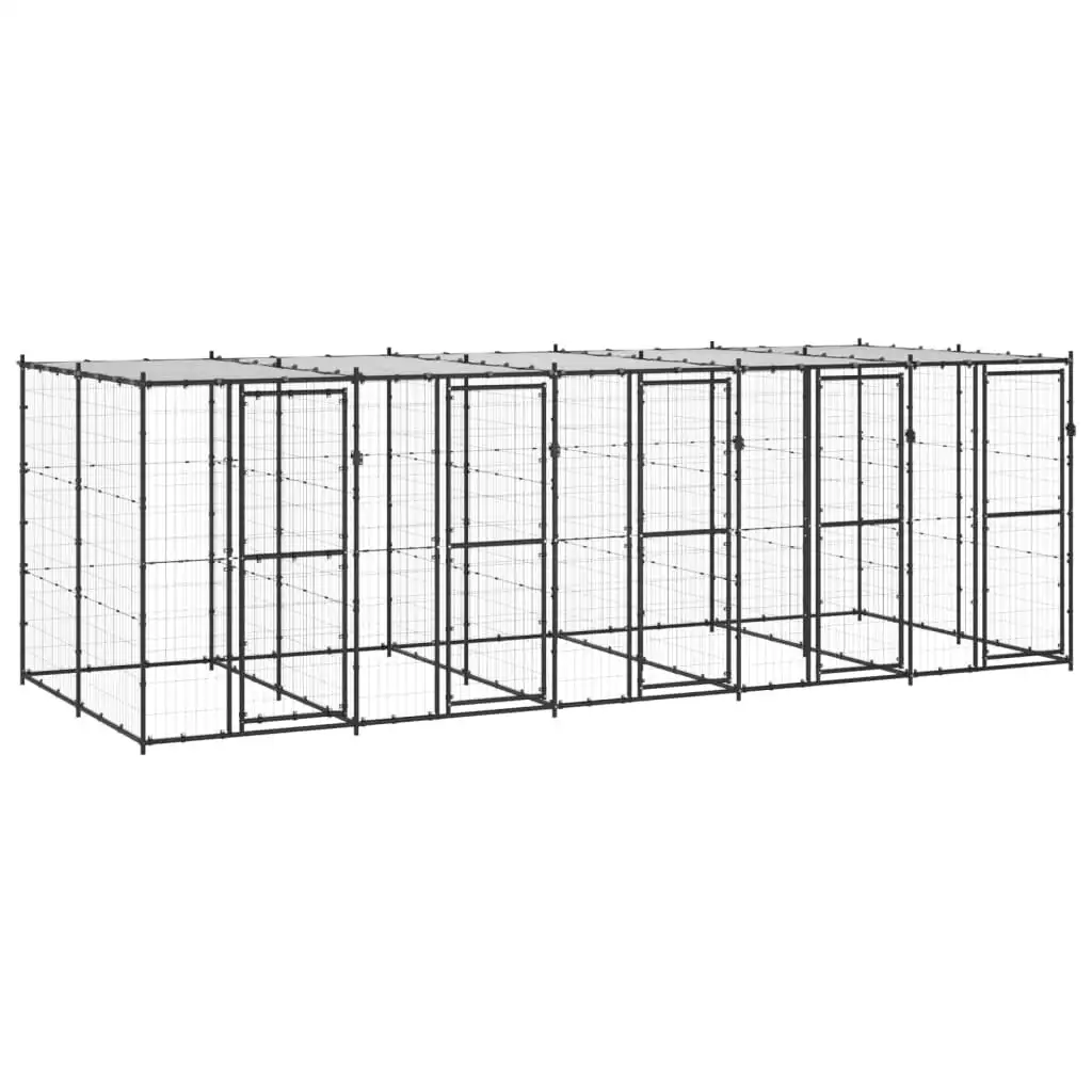 Outdoor Dog Kennel Steel with Roof 12.1 mÂ² 3082252