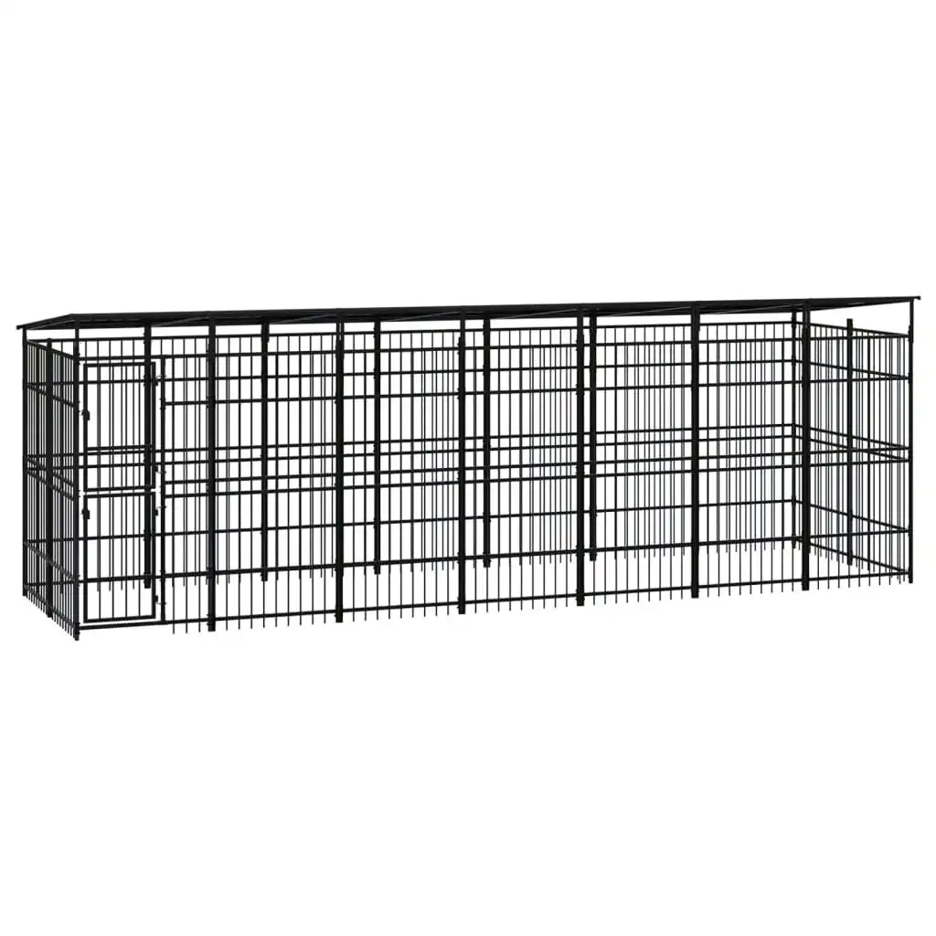 Outdoor Dog Kennel with Roof Steel 12.9 mÂ² 3097970