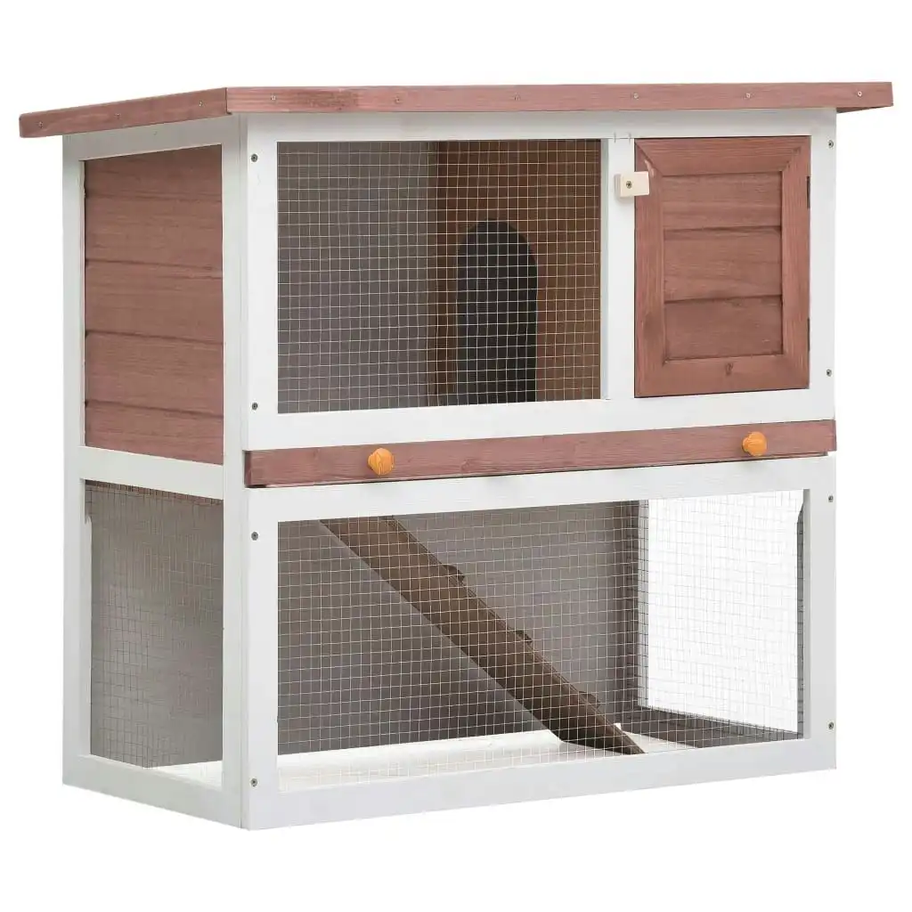 Outdoor Rabbit Hutch 1 Door Brown Wood 170832