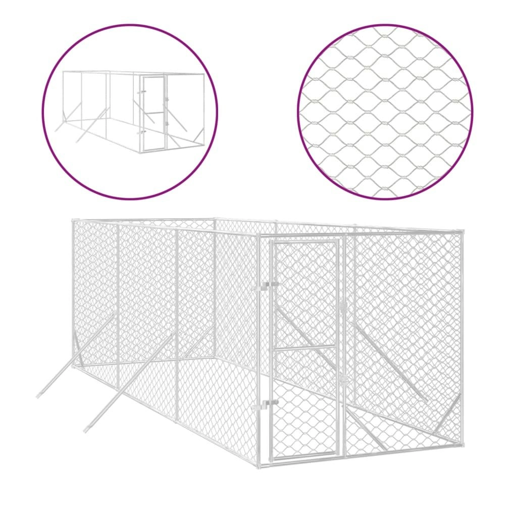 Outdoor Dog Kennel Silver 2x6x2 m Galvanised Steel 3190452