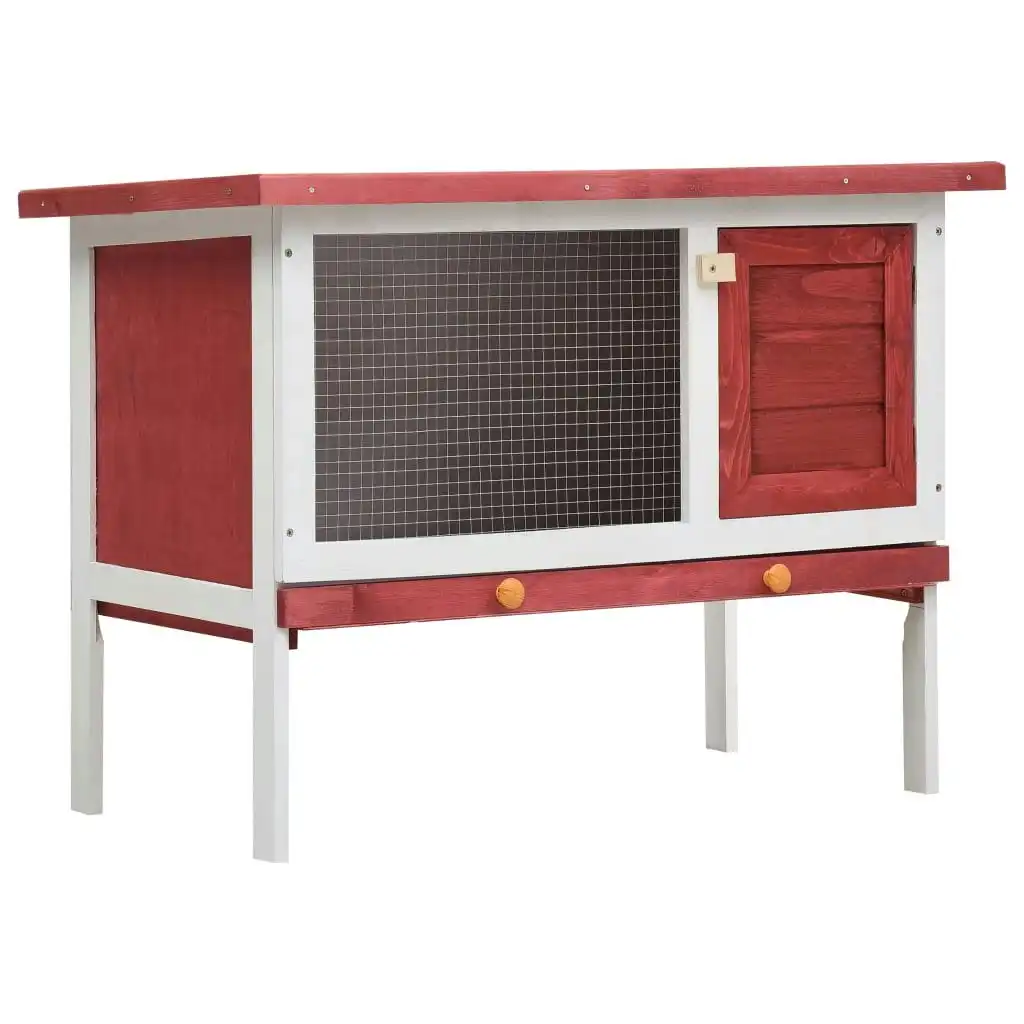 Outdoor Rabbit Hutch 1 Layer Red Wood 170830