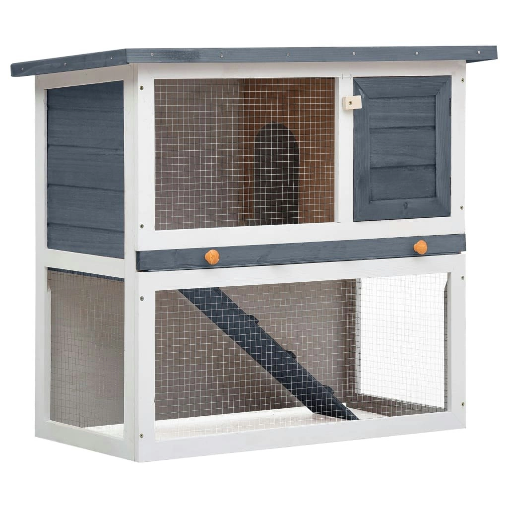 Outdoor Rabbit Hutch 1 Door Grey Wood 170831