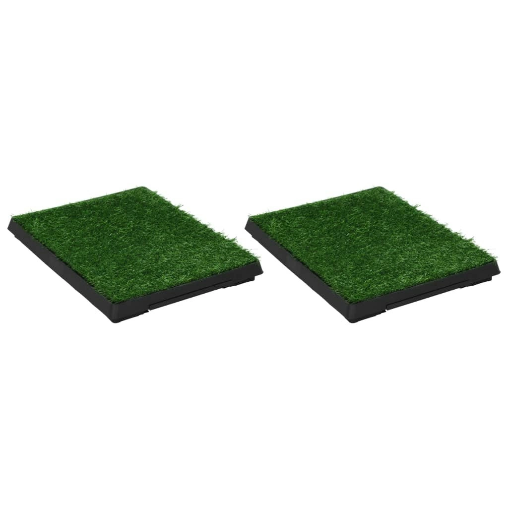 Pet Toilets 2 pcs with Tray & Faux Turf Green 63x50x7 cm WC 170767