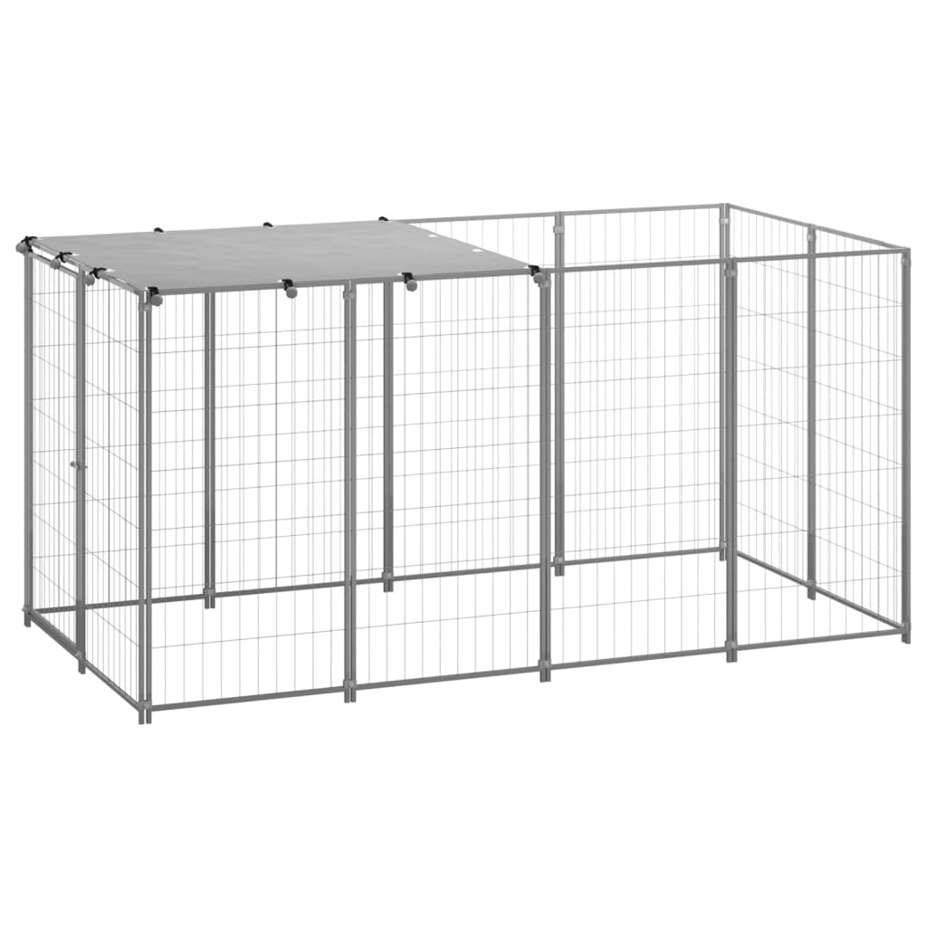 Dog Kennel Silver 2.42 mÂ² Steel 3082202