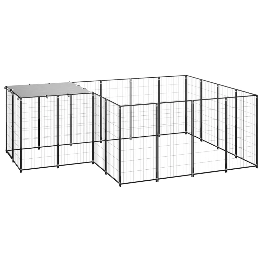 Dog Kennel Black 6.05 mÂ² Steel 3082205