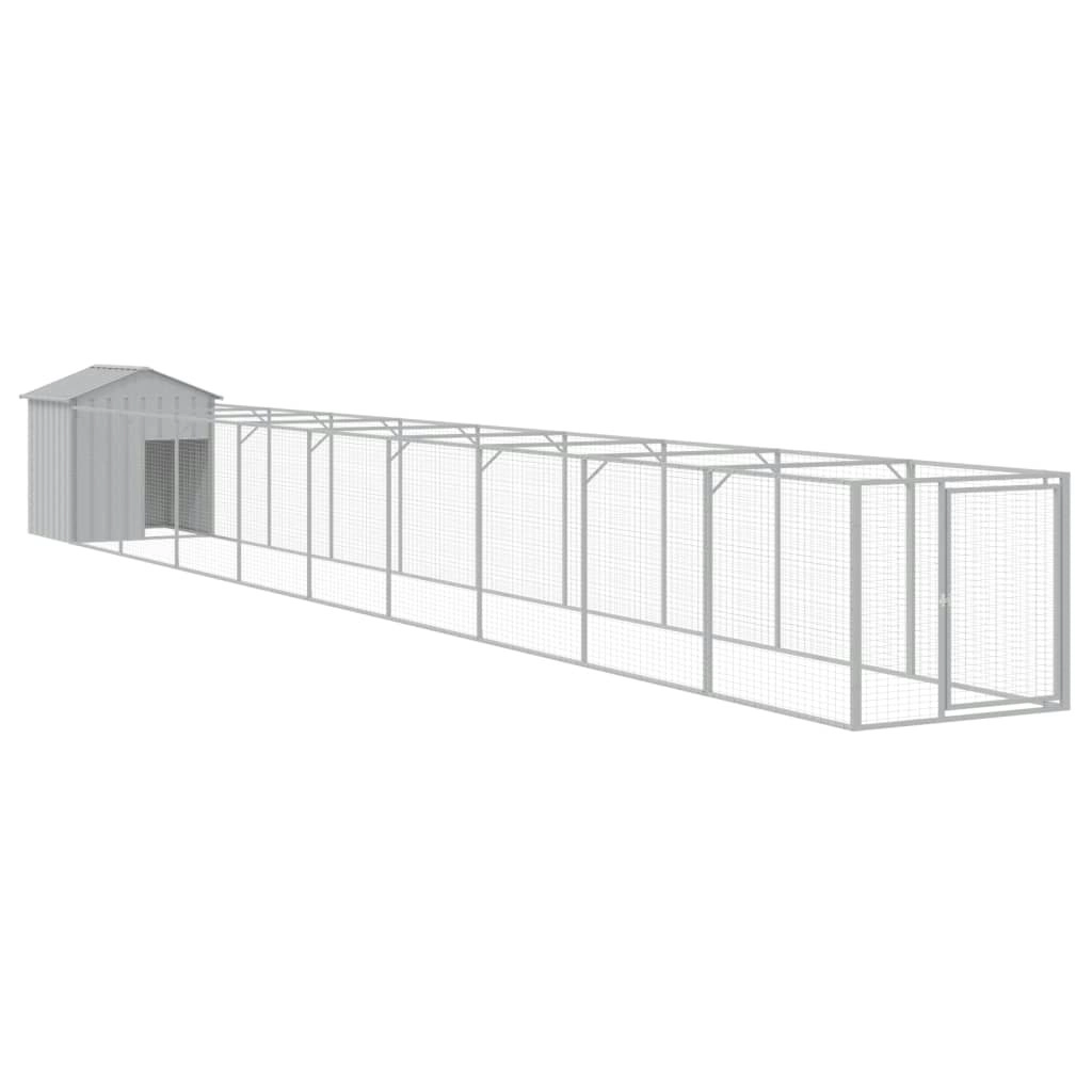 Dog House with Roof Light Grey 117x1017x123 cm Galvanised Steel 3189067