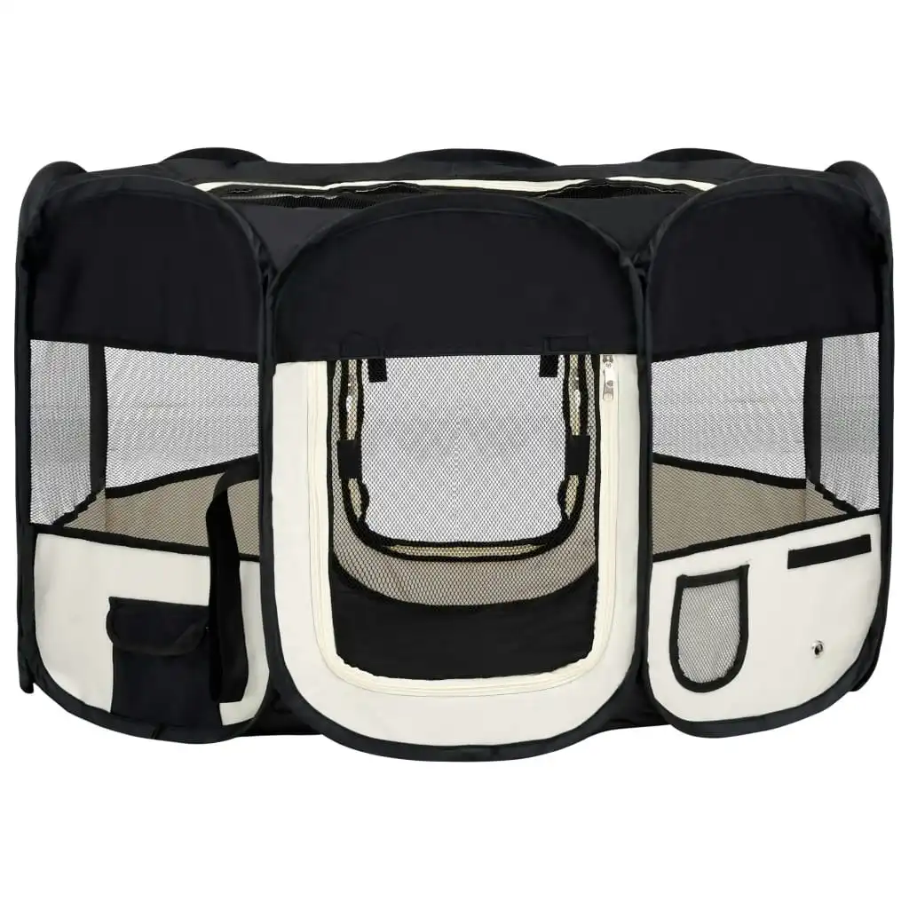 Foldable Dog Playpen with Carrying Bag Black 125x125x61 cm 171007