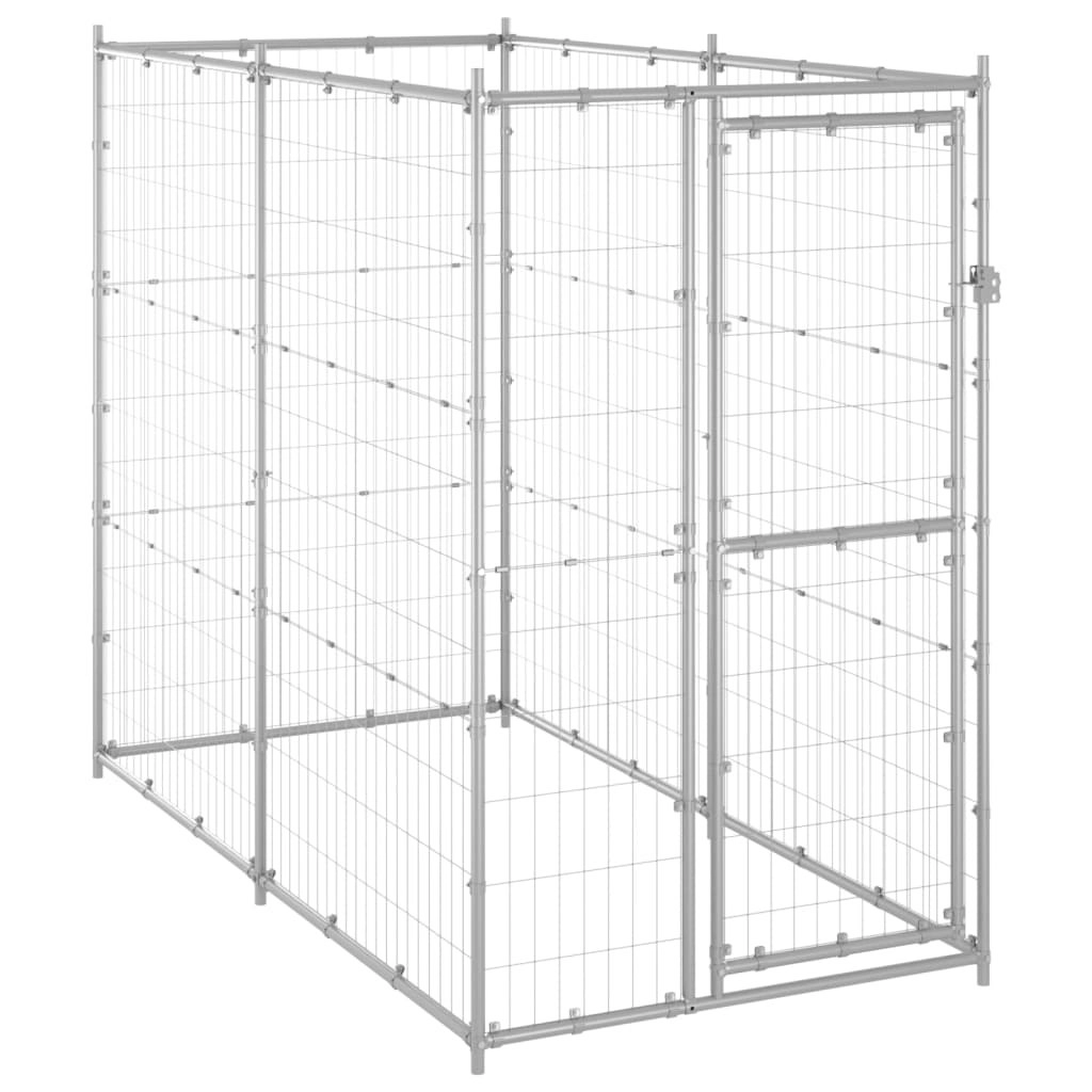 Outdoor Dog Kennel Galvanised Steel 110x220x180 cm 150801