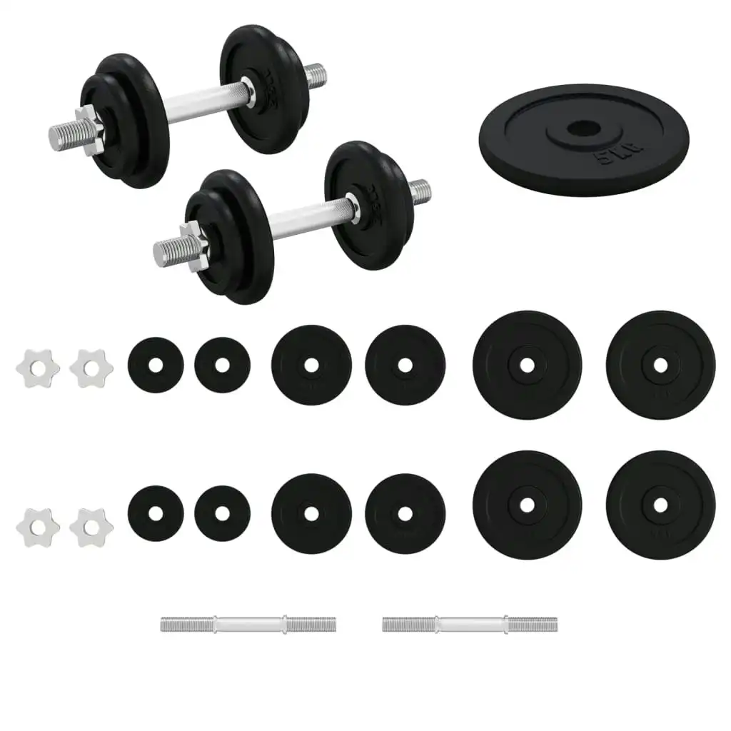 Dumbbell with Plates Set 40 kg Cast Iron and Chrome Plated Steel 3145033