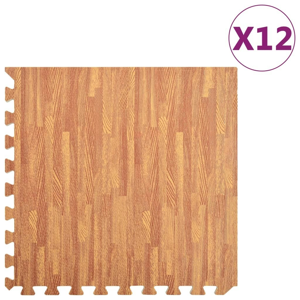 Floor Mats 12 pcs Wood Grain 4.32 mÂ² EVA Foam 92459