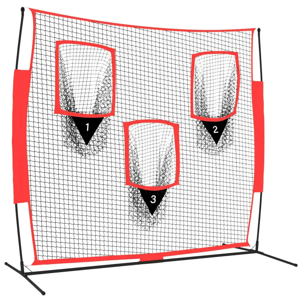 Portable Baseball Net Black and Red 183x105x183 cm Polyester 93747