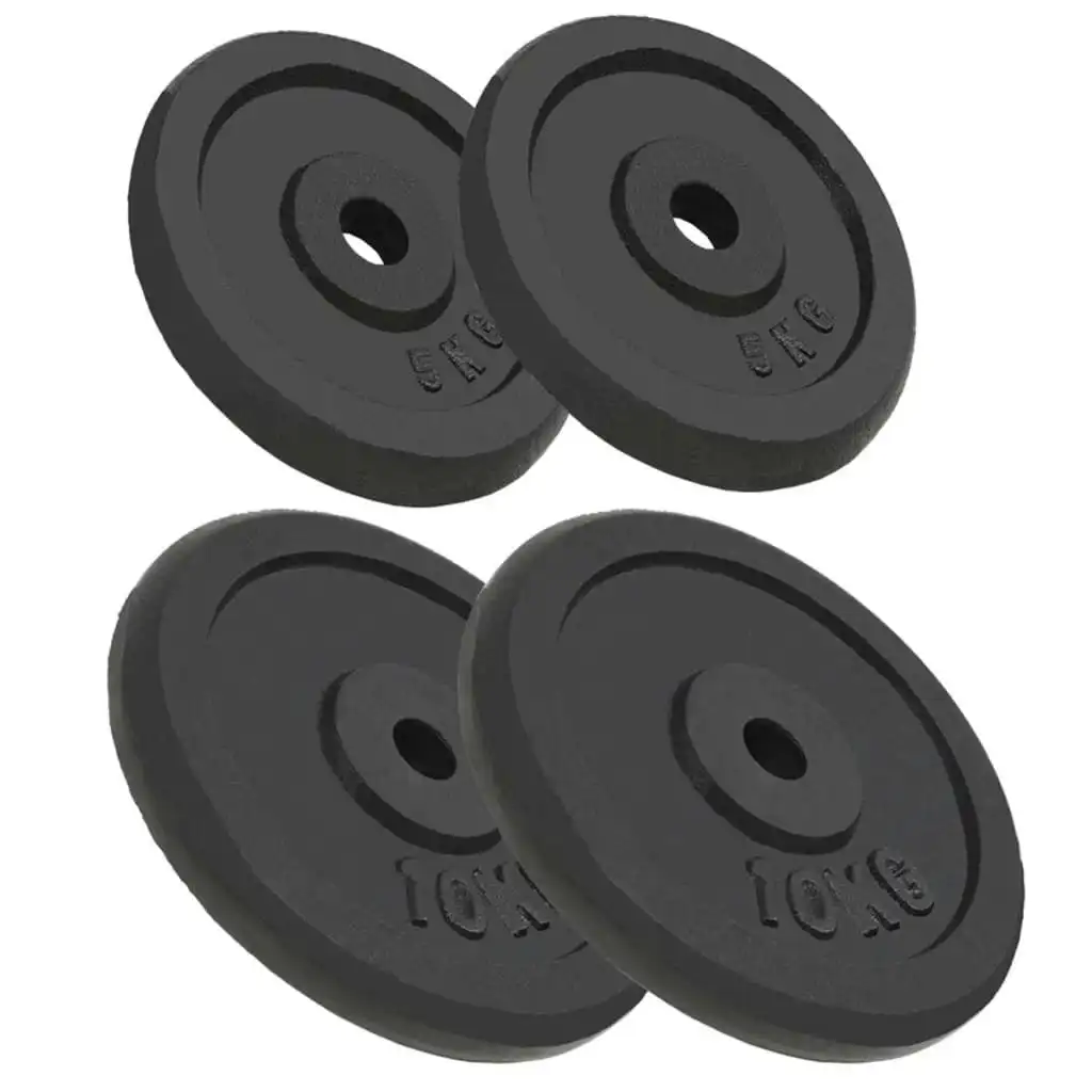 Weight Plates 4 pcs 2x10 kg+2x5 kg Cast Iron 91395