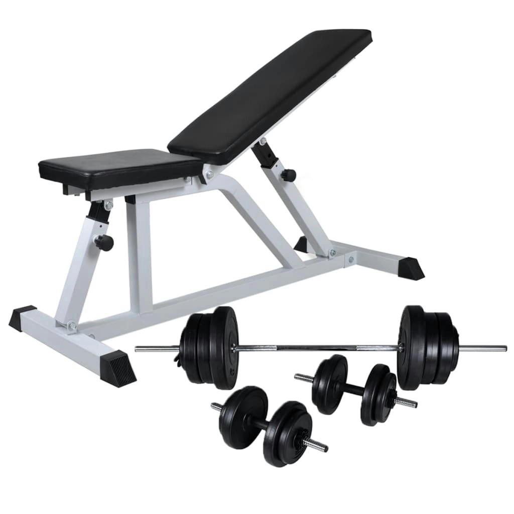 Workout Bench with Barbell and Dumbbell Set 60.5 kg 275346