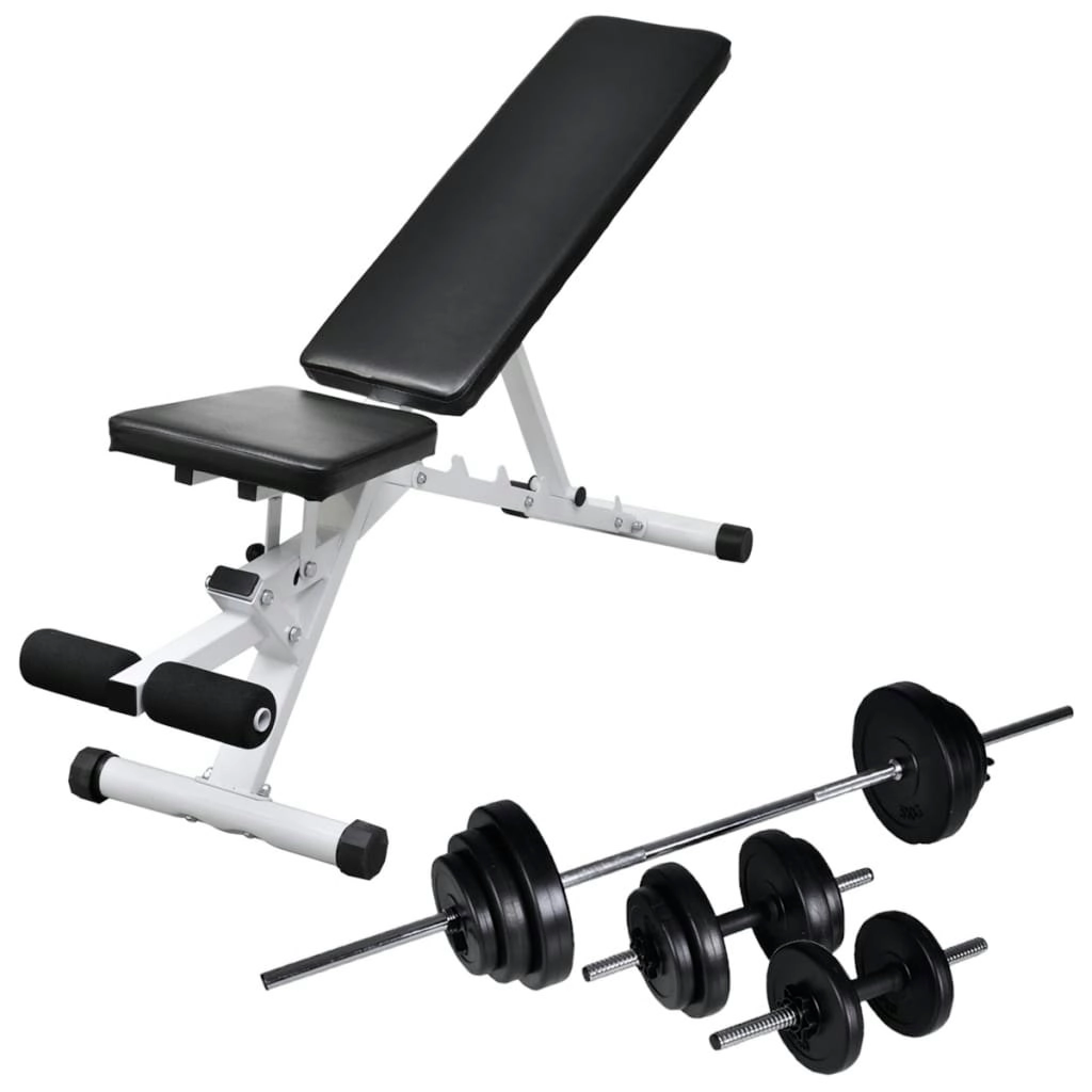 Workout Bench with Barbell and Dumbbell Set 30.5 kg 275351