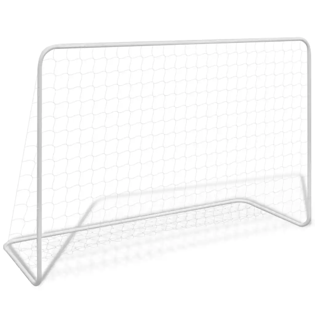 Football Goal with Net 182x61x122 cm Steel White 90684