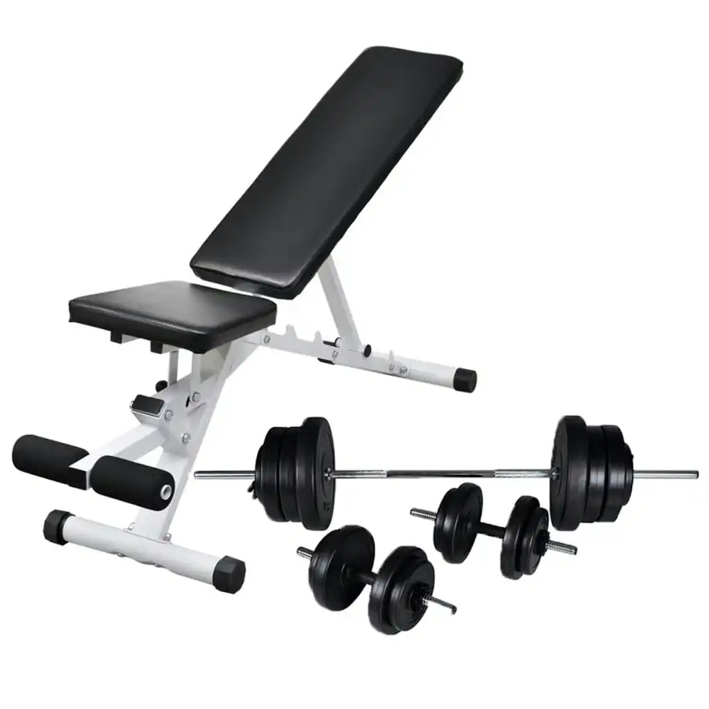 Workout Bench with Barbell and Dumbbell Set 60.5 kg 275347