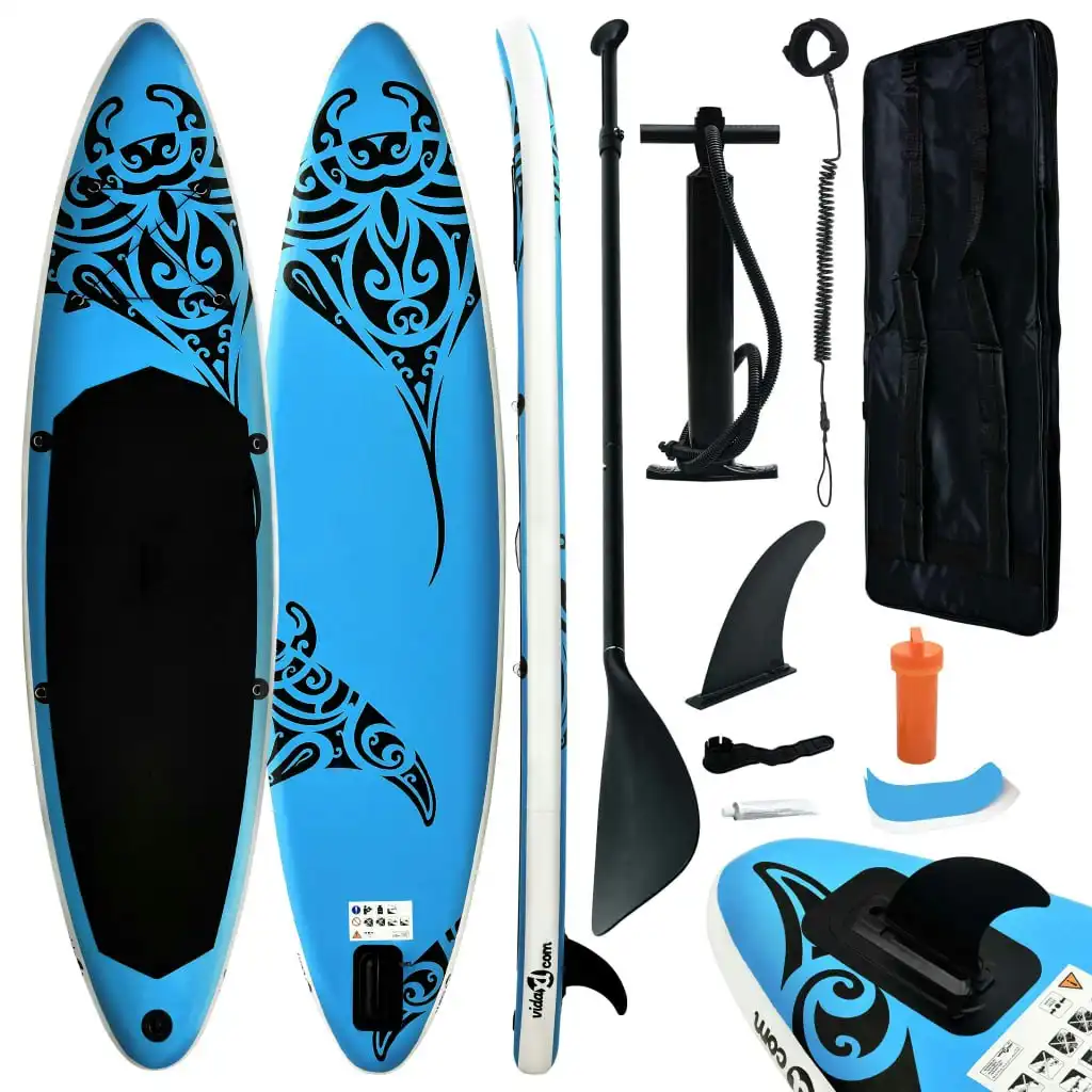 Inflatable Stand Up Paddleboard Set 305x76x15 cm Blue 92737