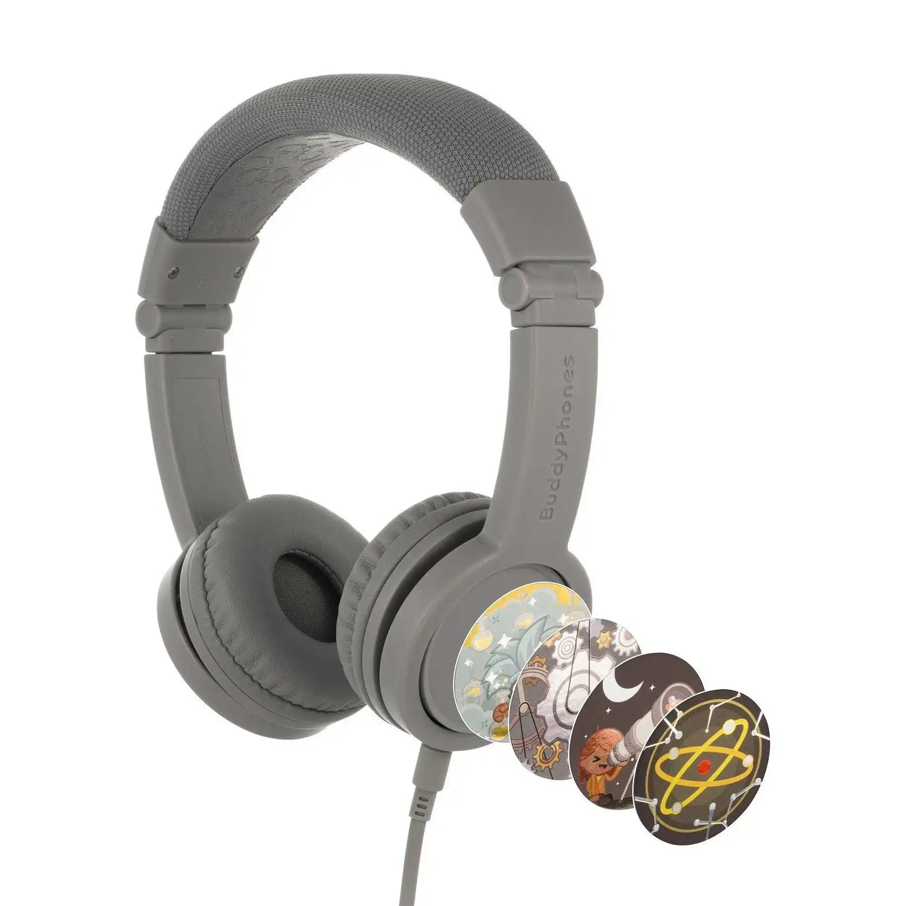 Buddyphones Explore Plus Wired Inline Mic Headphone - Grey Matter