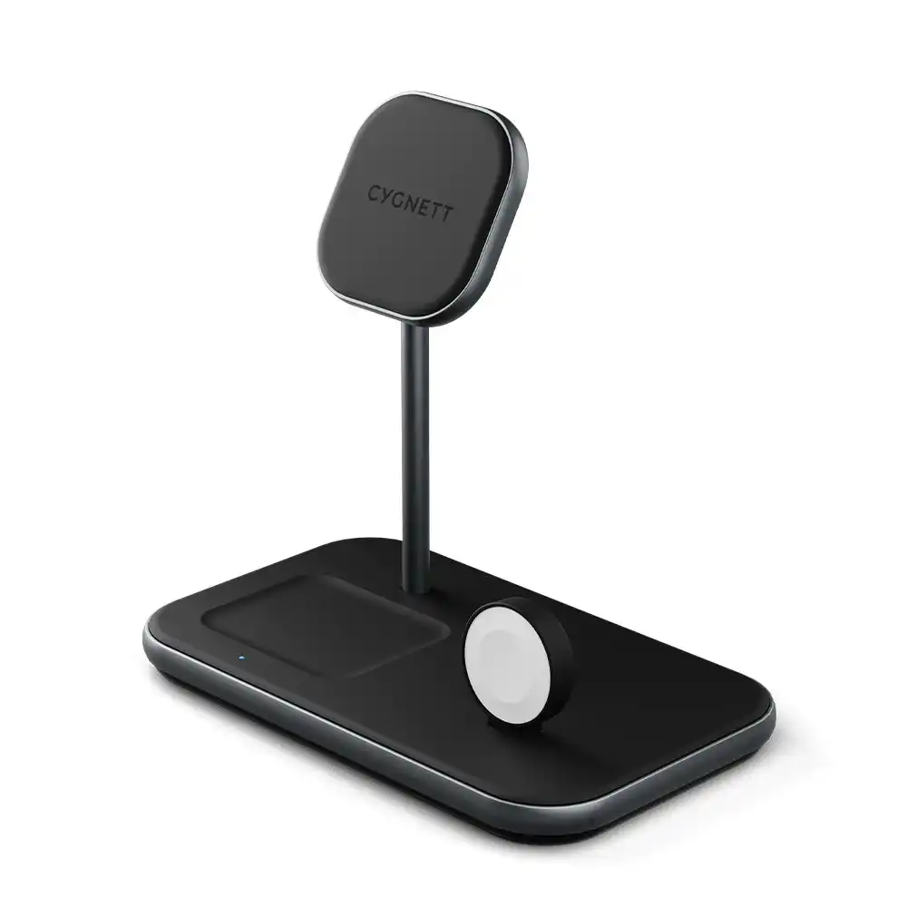 Cygnett Magdesk 15w 3-in-1 Magnetic Wireless Charger - Black