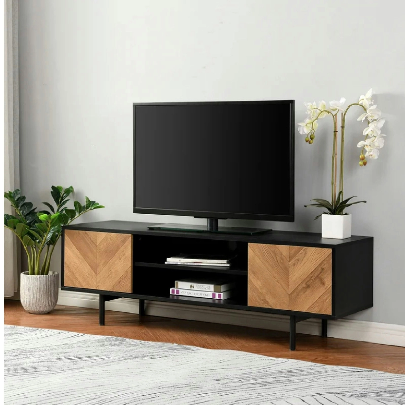 Chrovern TV Entertainment Units TV Cabinet 140cm Wide Bedroom Tv Unit