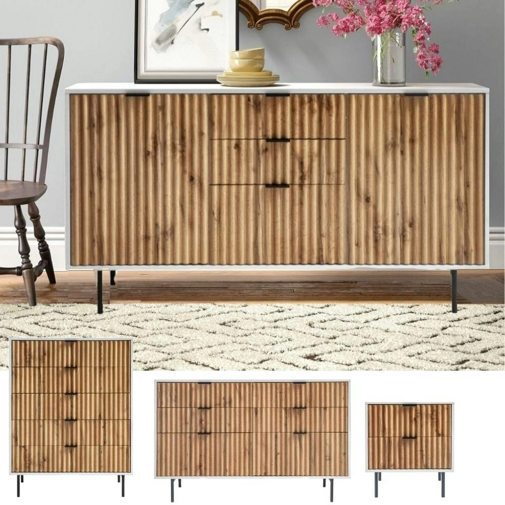 Chelsea 4-Piece Bundle Buffet Sideboard, 6 Drawer Chest, 5 Drawer Chest And Bedside Storage