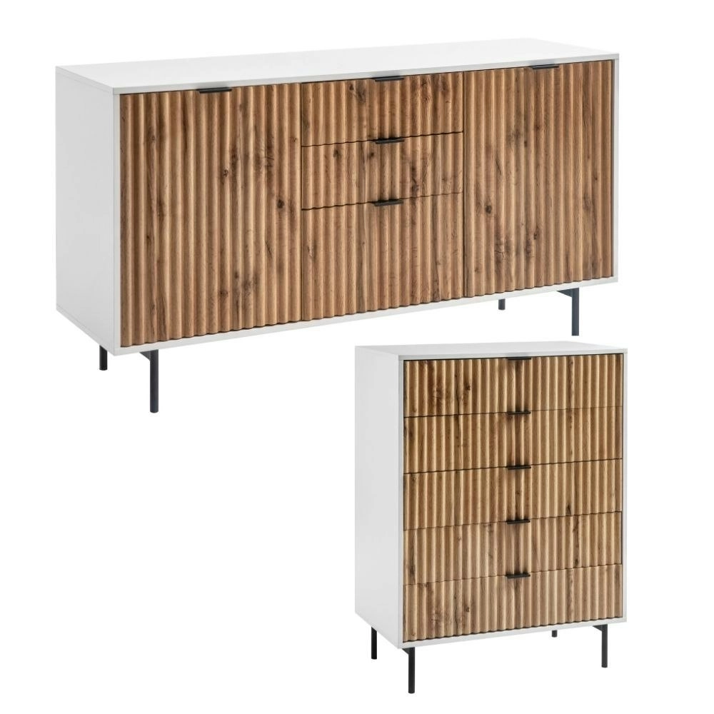 Chelsea 3-drawer 2-door sideboard, 5-drawer chest bundle