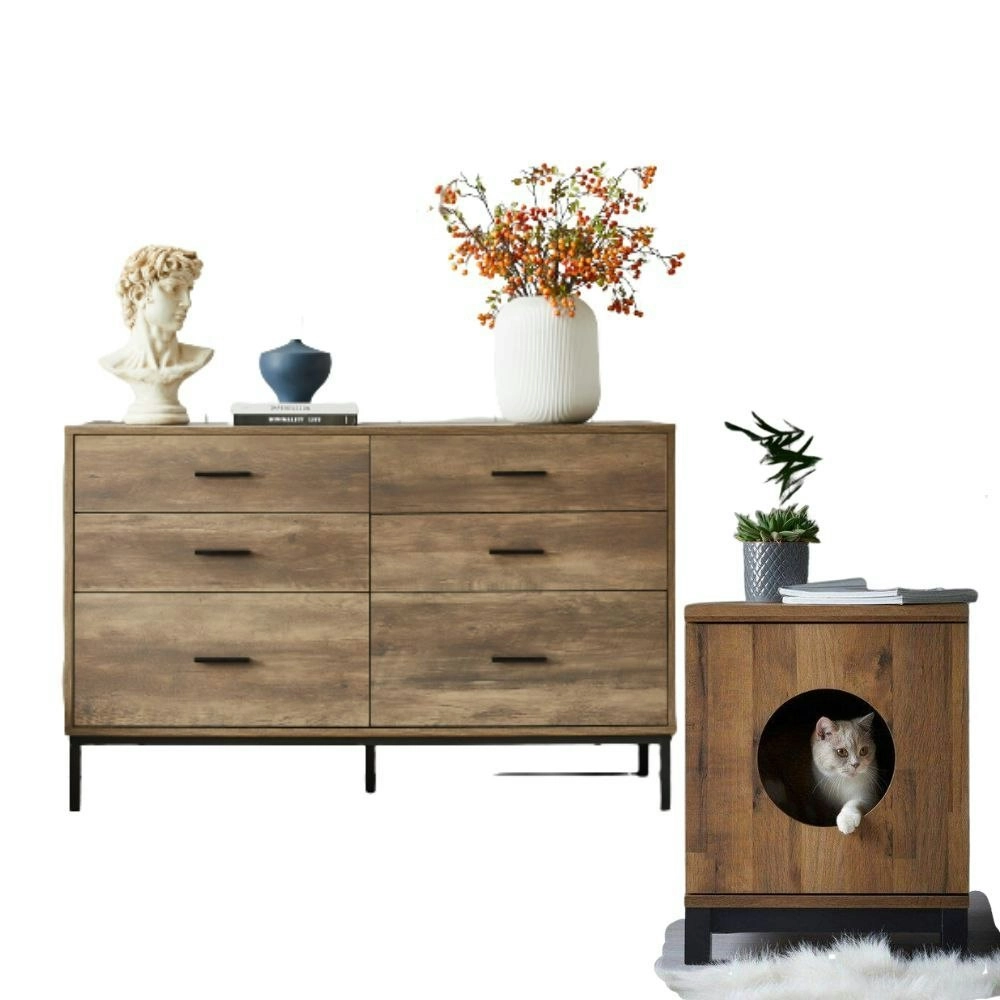 Bronx 6 Drawer Chest with Pet Side Table Bundle | Stylish Furniture for You and Your Pet