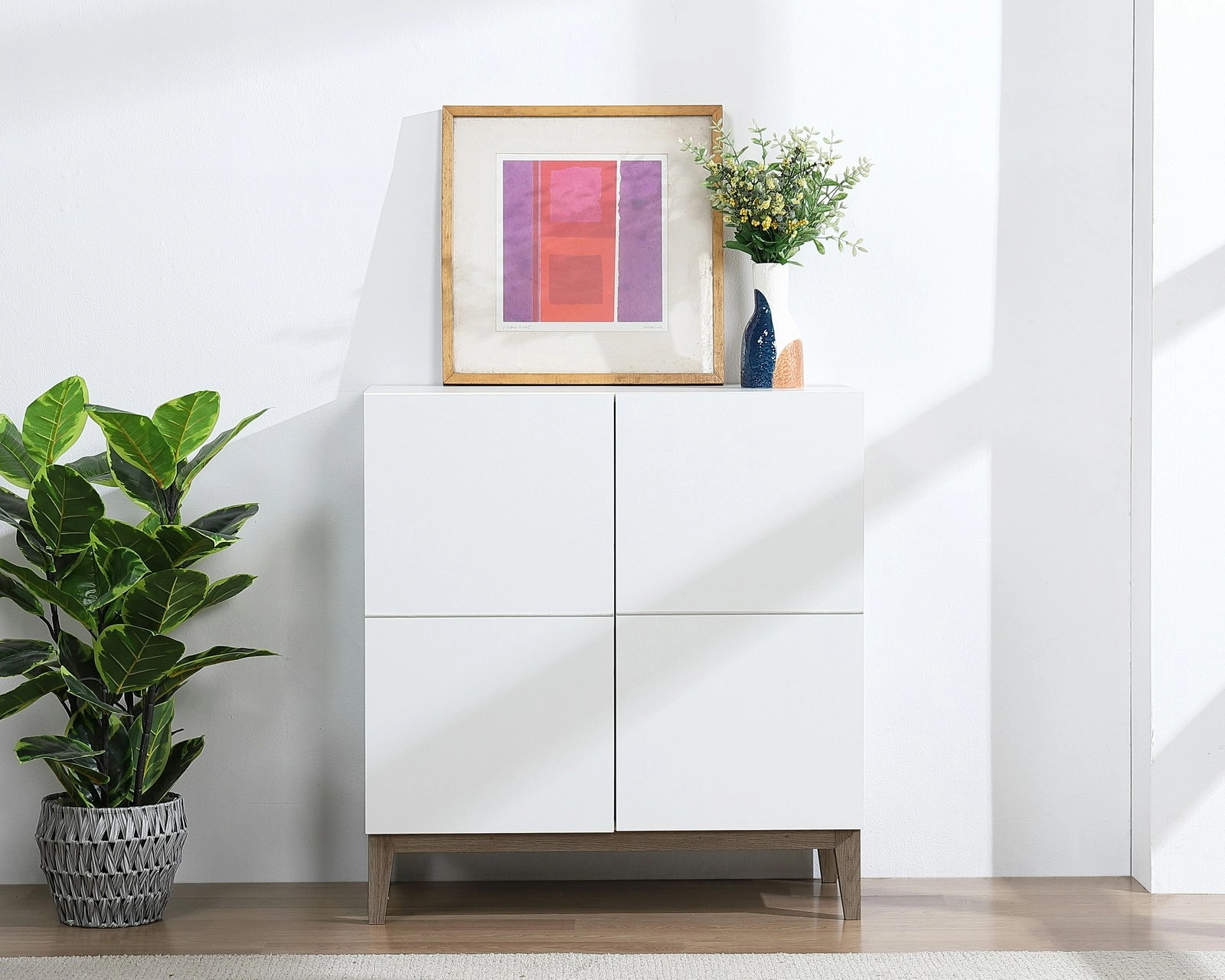 Hugo Compact Sideboard Buffet Cabinet in White | Stylish & Space-Saving Storage