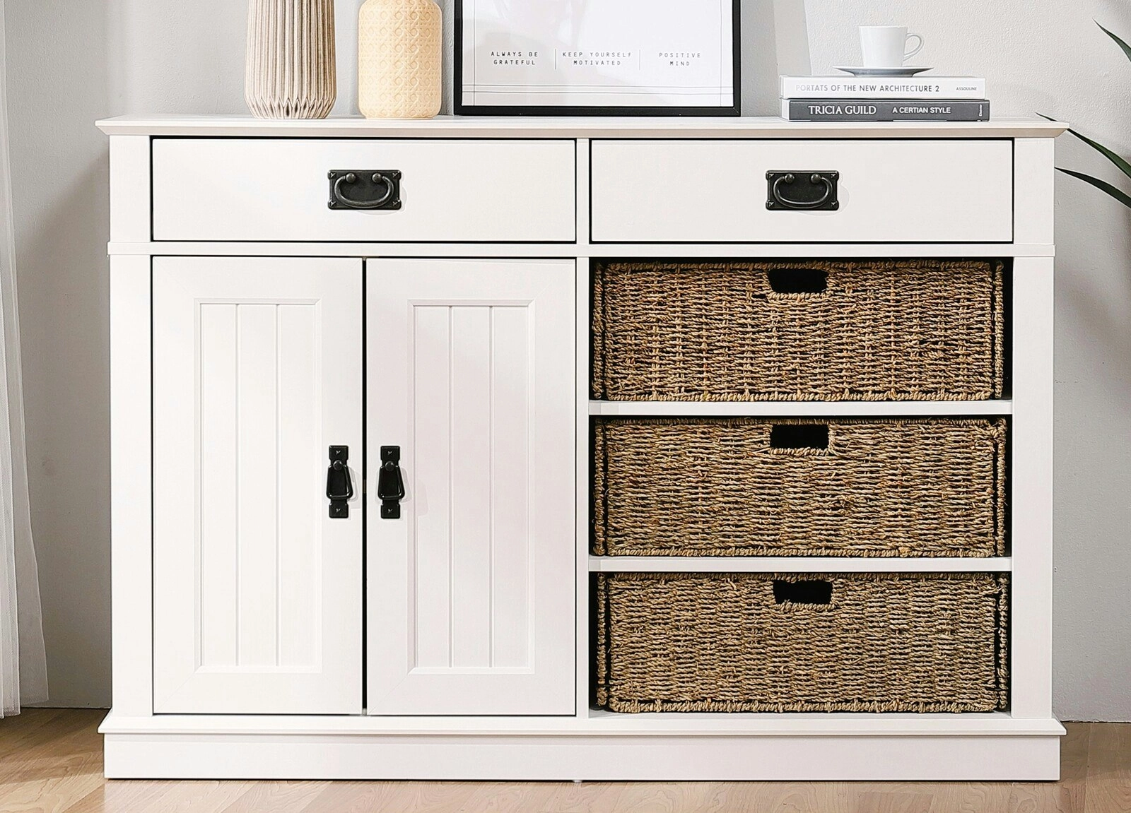 Kimberly Buffet Sideboard Cabinet Storage Cupboard (White)