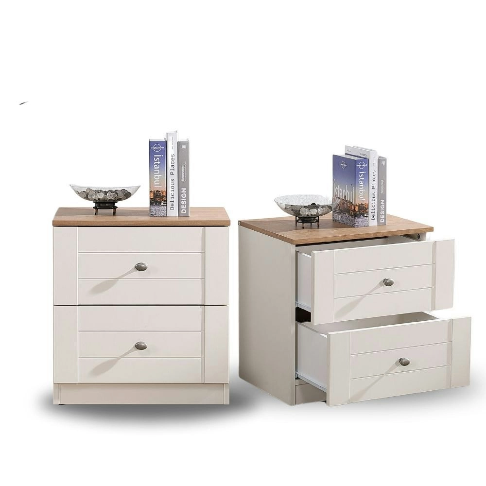 HARRIET Chest Of 2 Drawers Bedside Table White Two Set