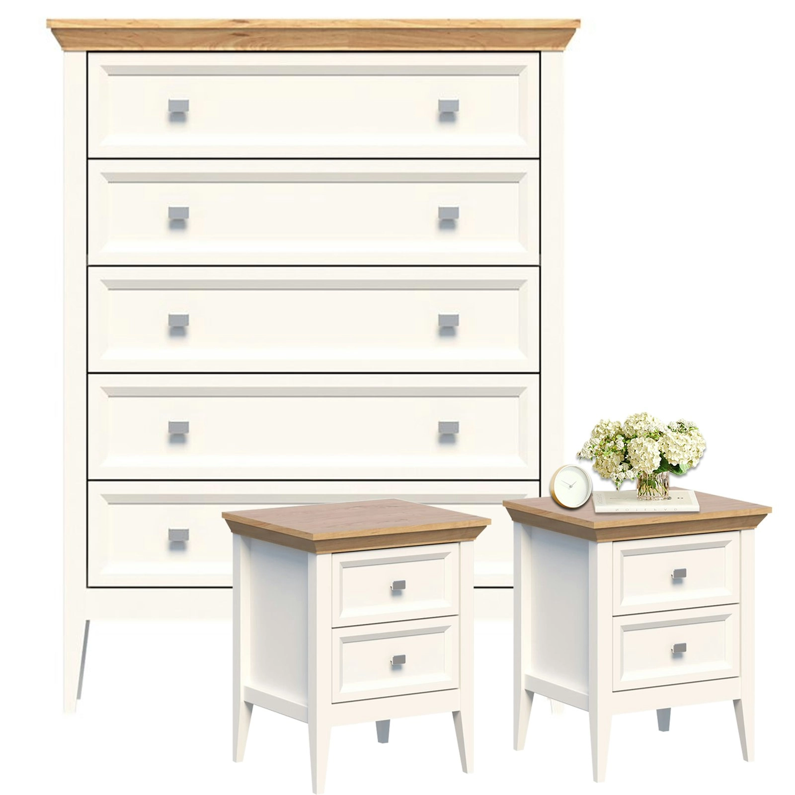 Coogee 5 Drawer Tallboy with 2 Matching Bedside Tables | Stylish Bedroom Storage Solution