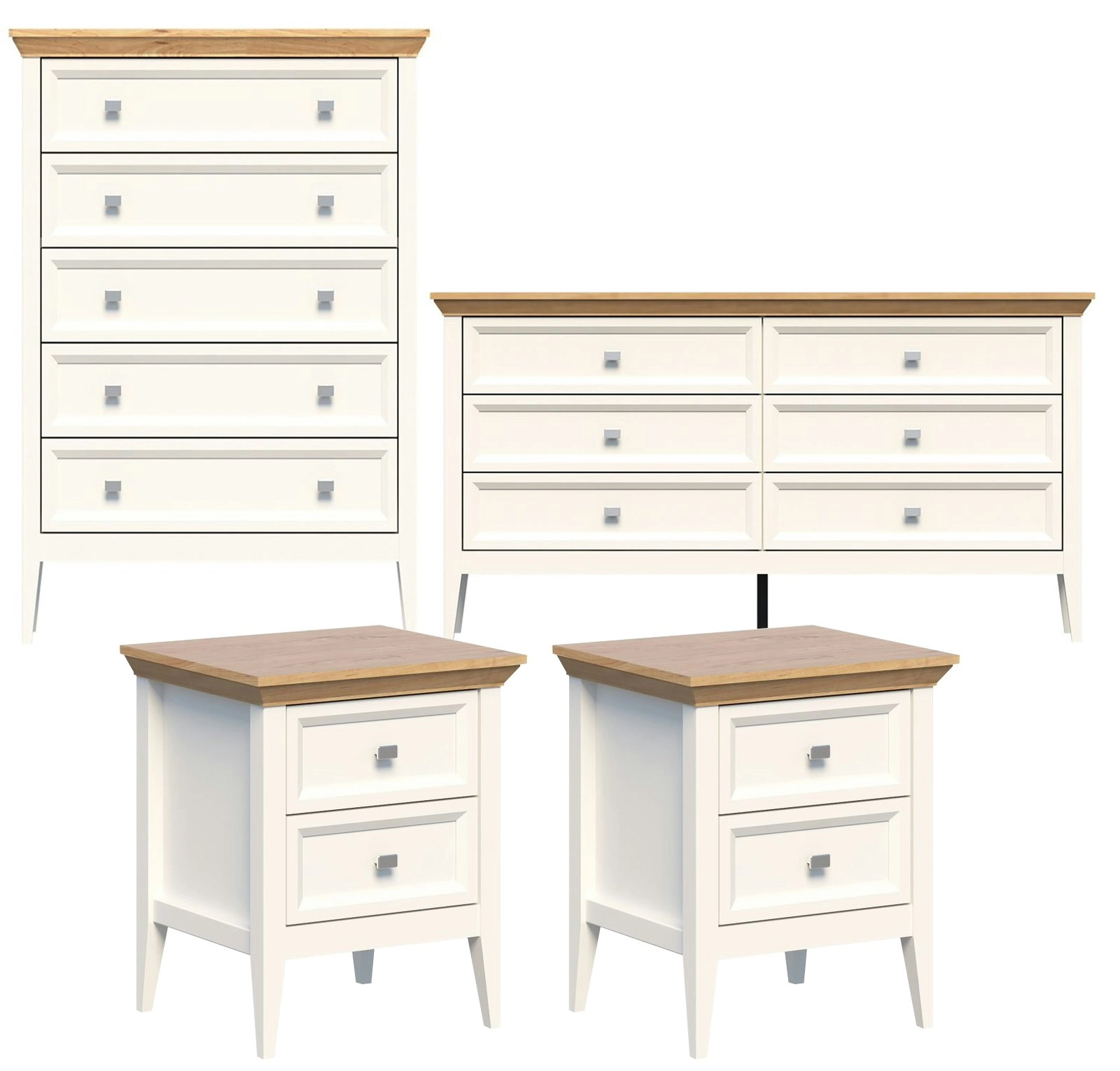 Coogee 5 Drawer Chest, 6 Drawer Tallboy Dresser, and Bedside Table Set  Complete Storage Solutions