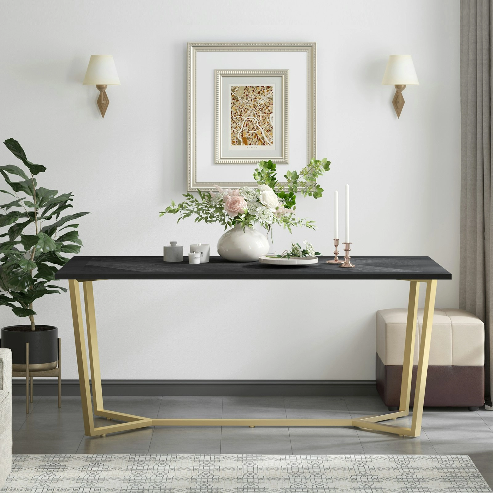 Coco Herringbone Dining Table | Stylish 6 Seater for Modern Homes