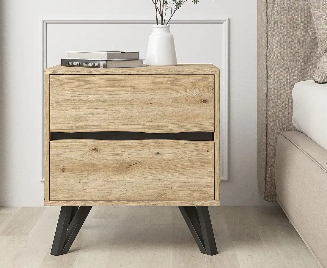 Cosmoliving Grayson Two Drawers Bedside Table