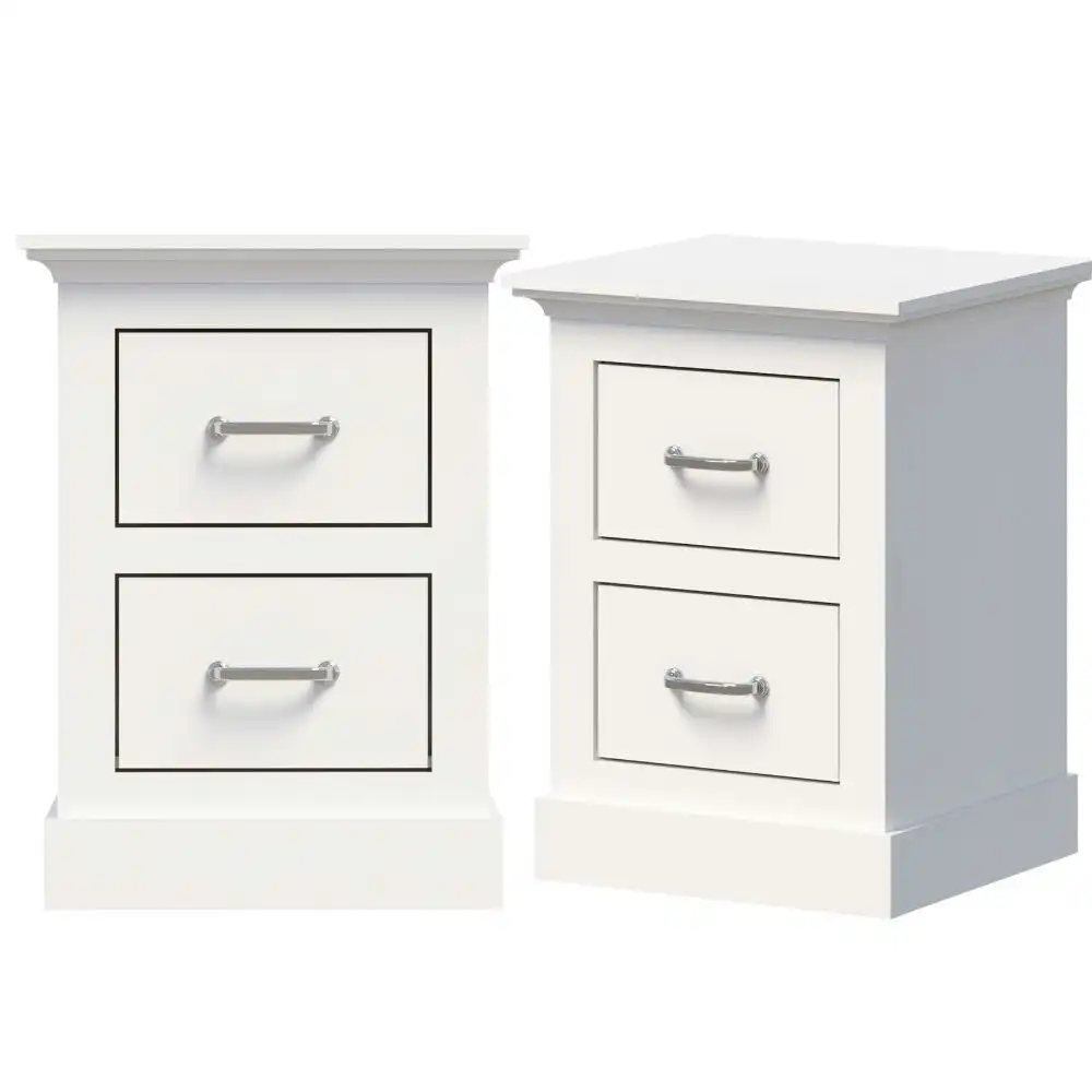 Cosmoliving Bedside Table Side Table Storage Cabinet x 2 White