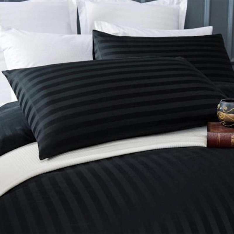 100% Cotton 650TC Sateen Striped Black Pillowcases