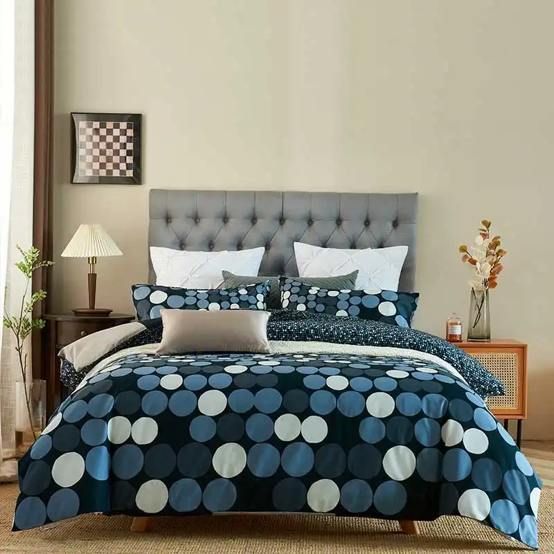 100% Cotton Dots Pattern Quilt Doona Duvet Cover Set