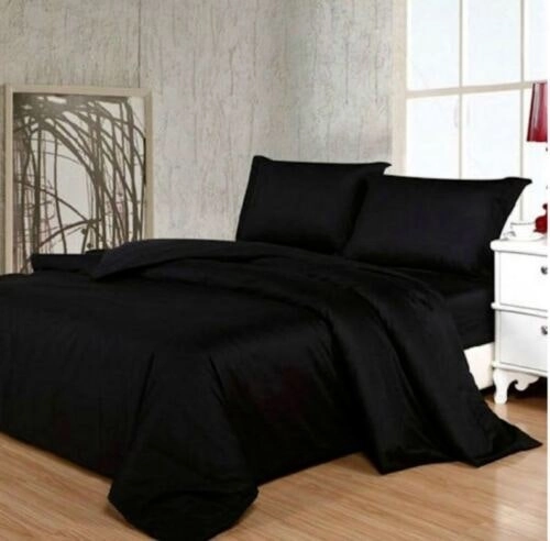 100% Bamboo Silk Feel Soft Doona Quilt Cover Set Black