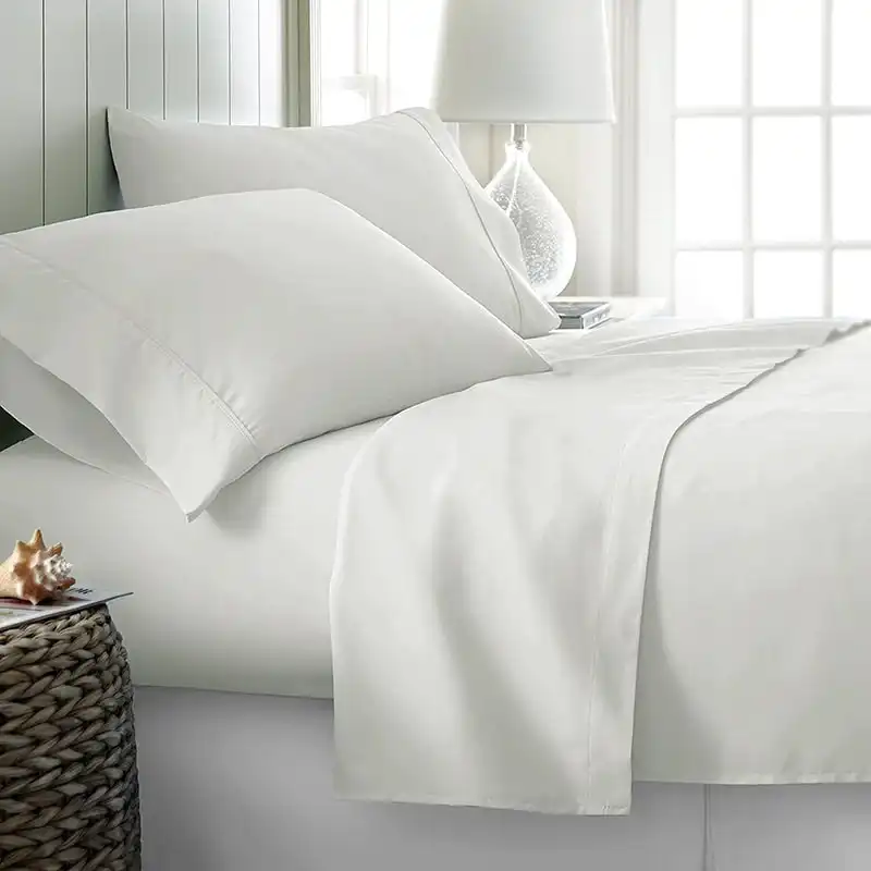 A Pair of 100% Cotton 650TC Sateen Plain White Pillowcases