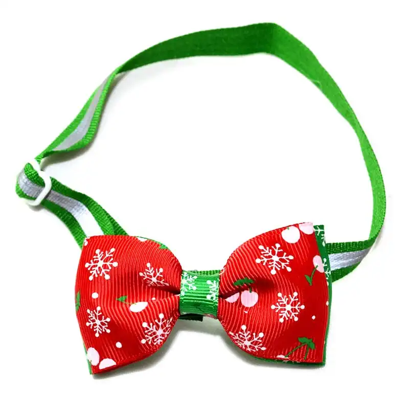 2 x Christmas Dog Cat Pet Bow Tie adjustable Necktie Collar Bowtie Christmas Pattern