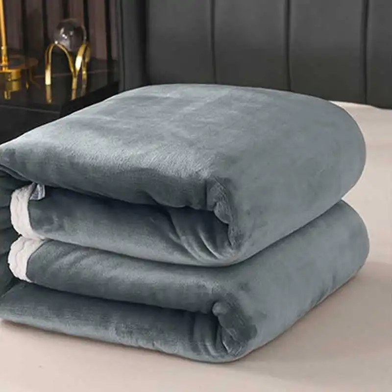 Large Ultimate Sherpa Blanket Luxurious Plush Throw Rug 200x230cm BlueGrey