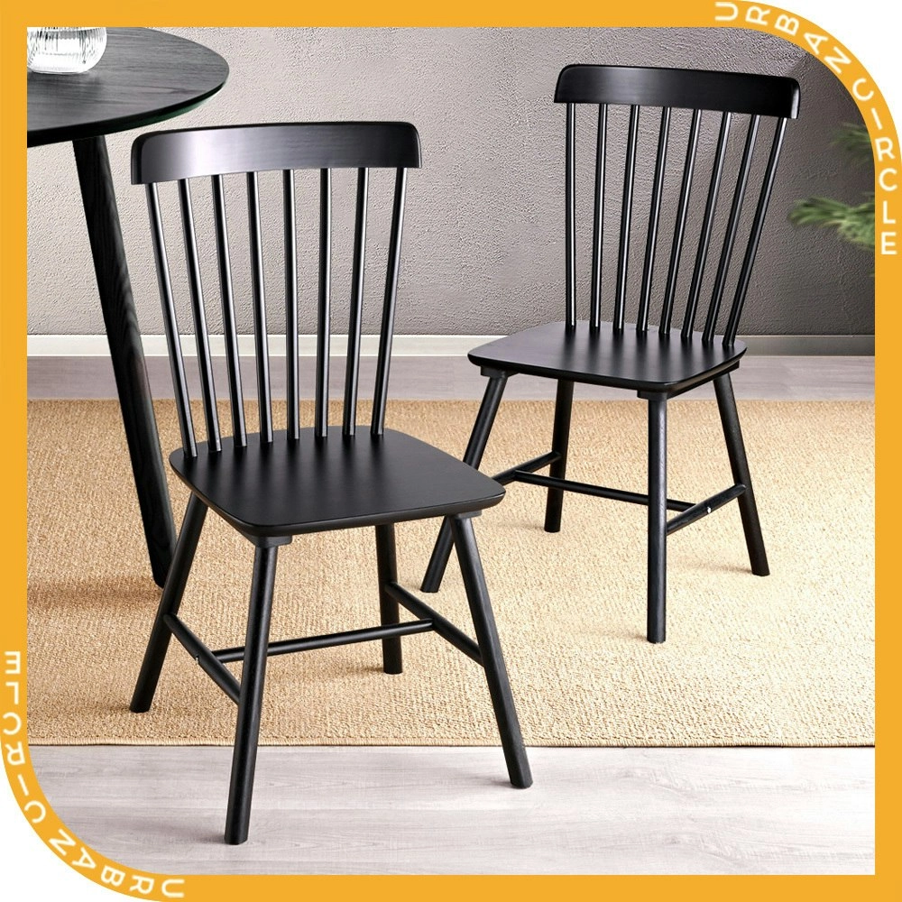 Furb 2x Dining Chairs Minimalist Vertical Back Chair Wooden Chair Home Black