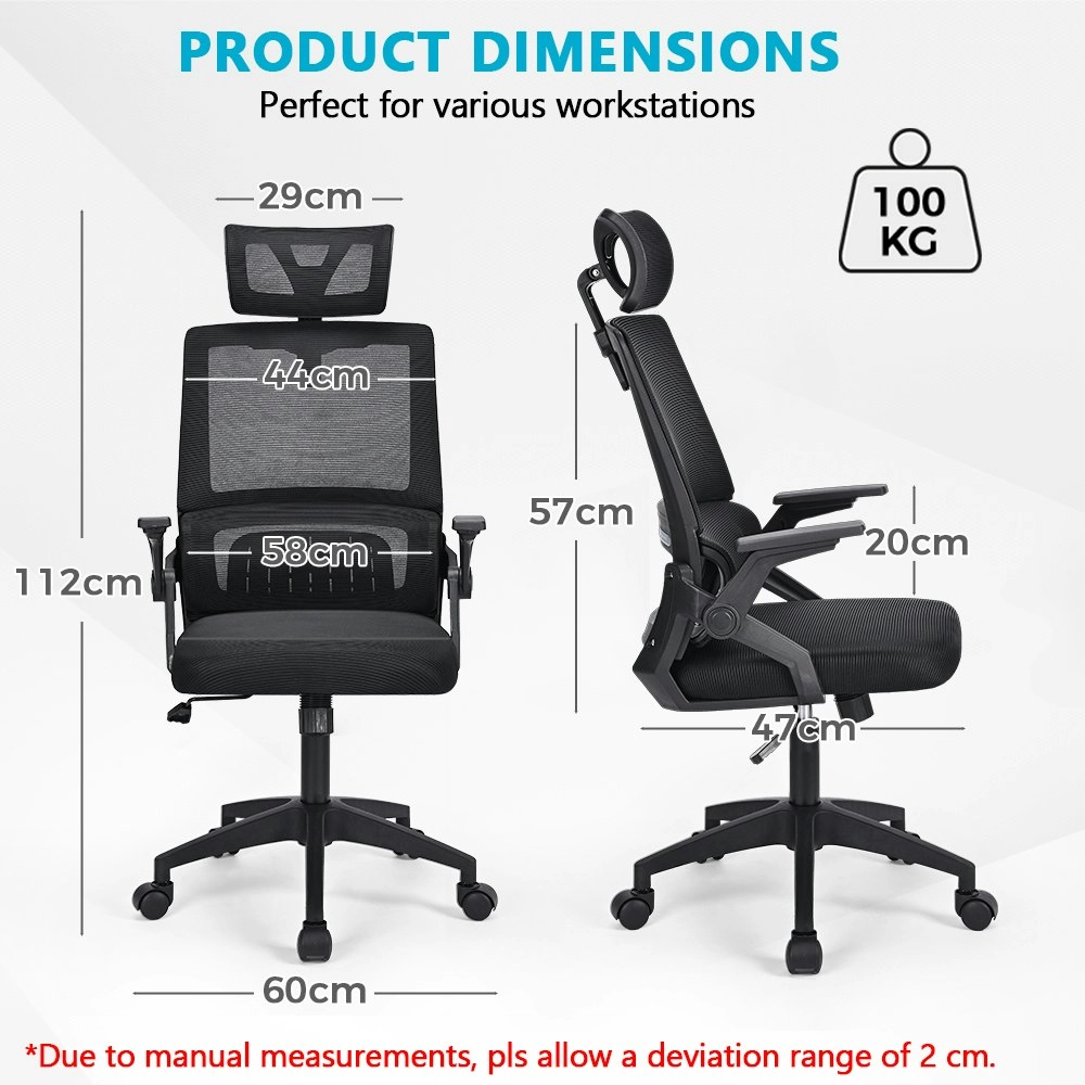 Furb Office Chair Gaming Executive Computer Chair Mesh Fabric Work Seat Black