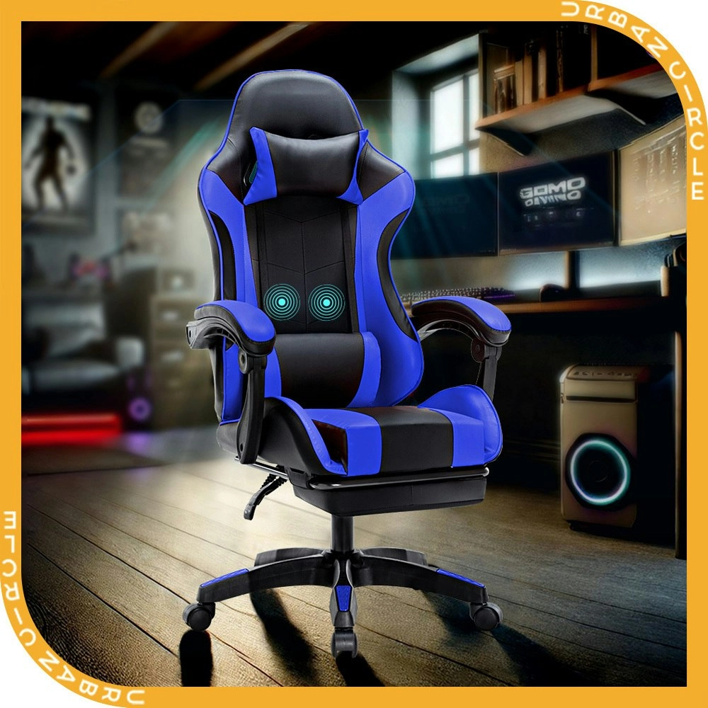 Furb Gaming Office Chair PU Leather Executive Computer Seat with Footrest,Blue