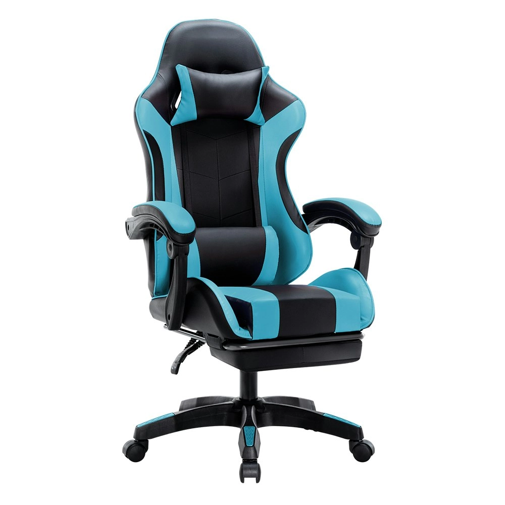 Furb Gaming Office Chair PU Leather Executive Computer Seat with Footrest,Cyan