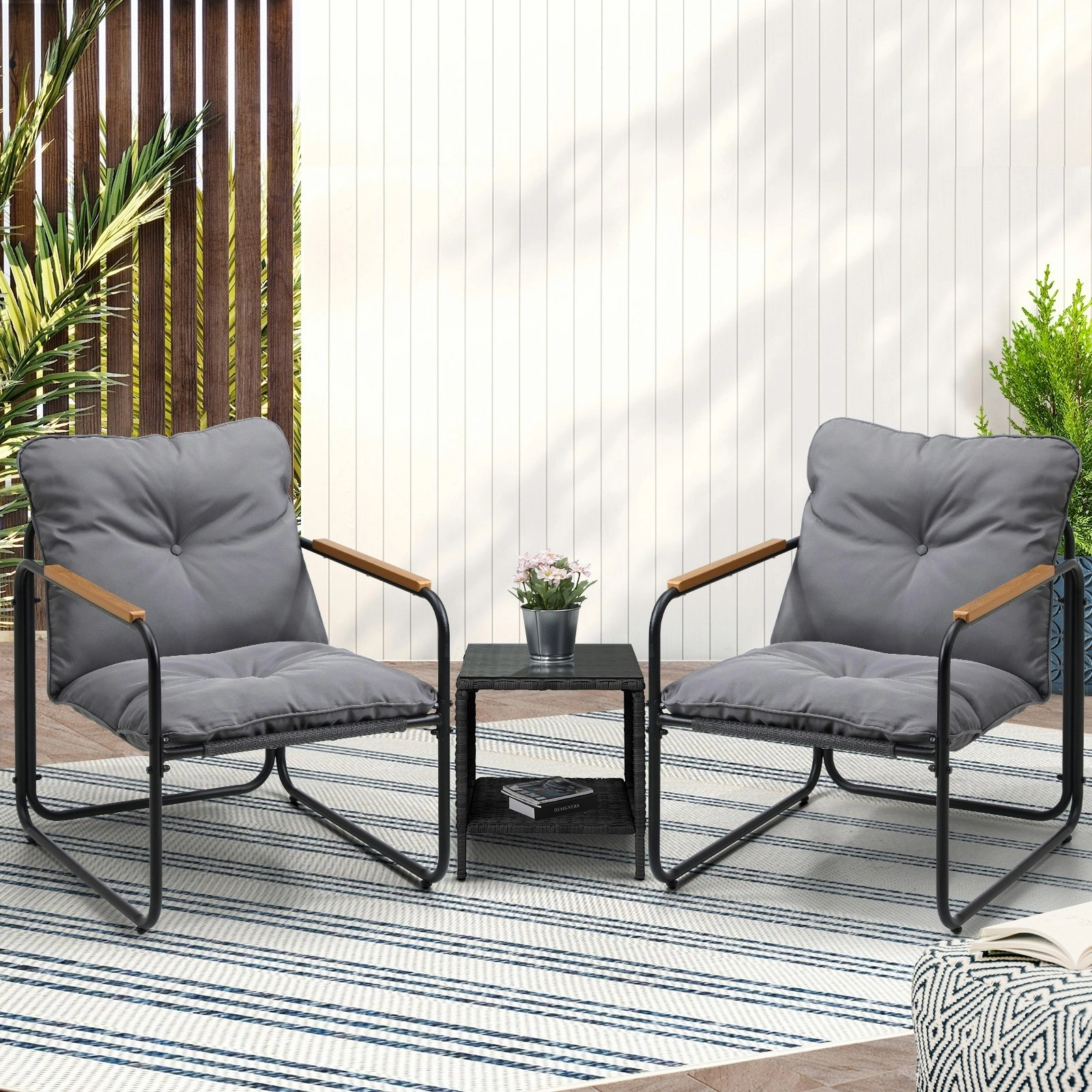 Livsip 2 Seater Outdoor Patio Set Garden Lounge Setting Furniture Rattan Table