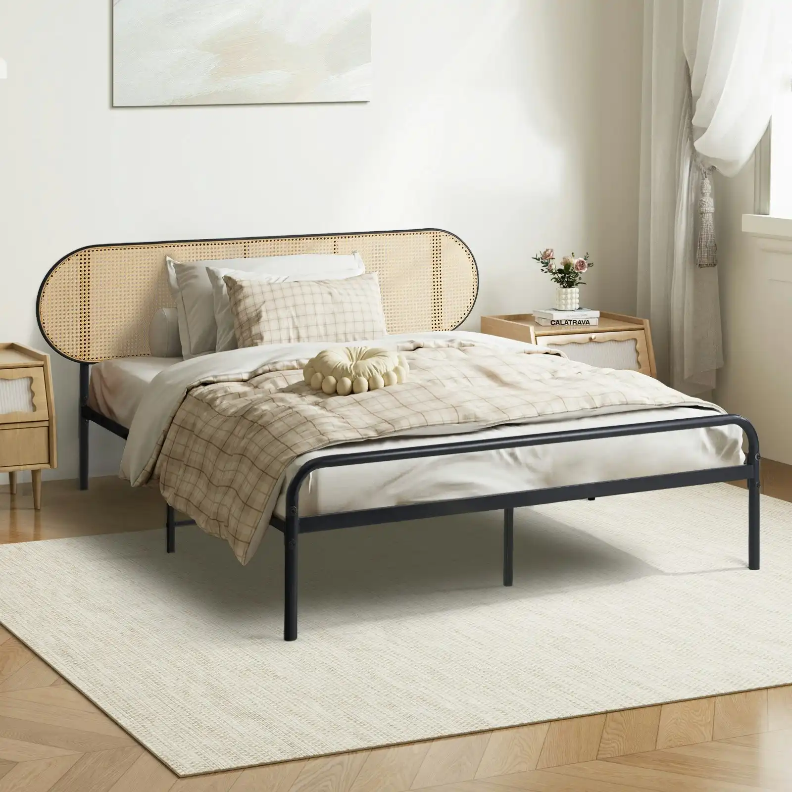 Oikiture Bed Frame King Single Size Metal Bed Platform VINY