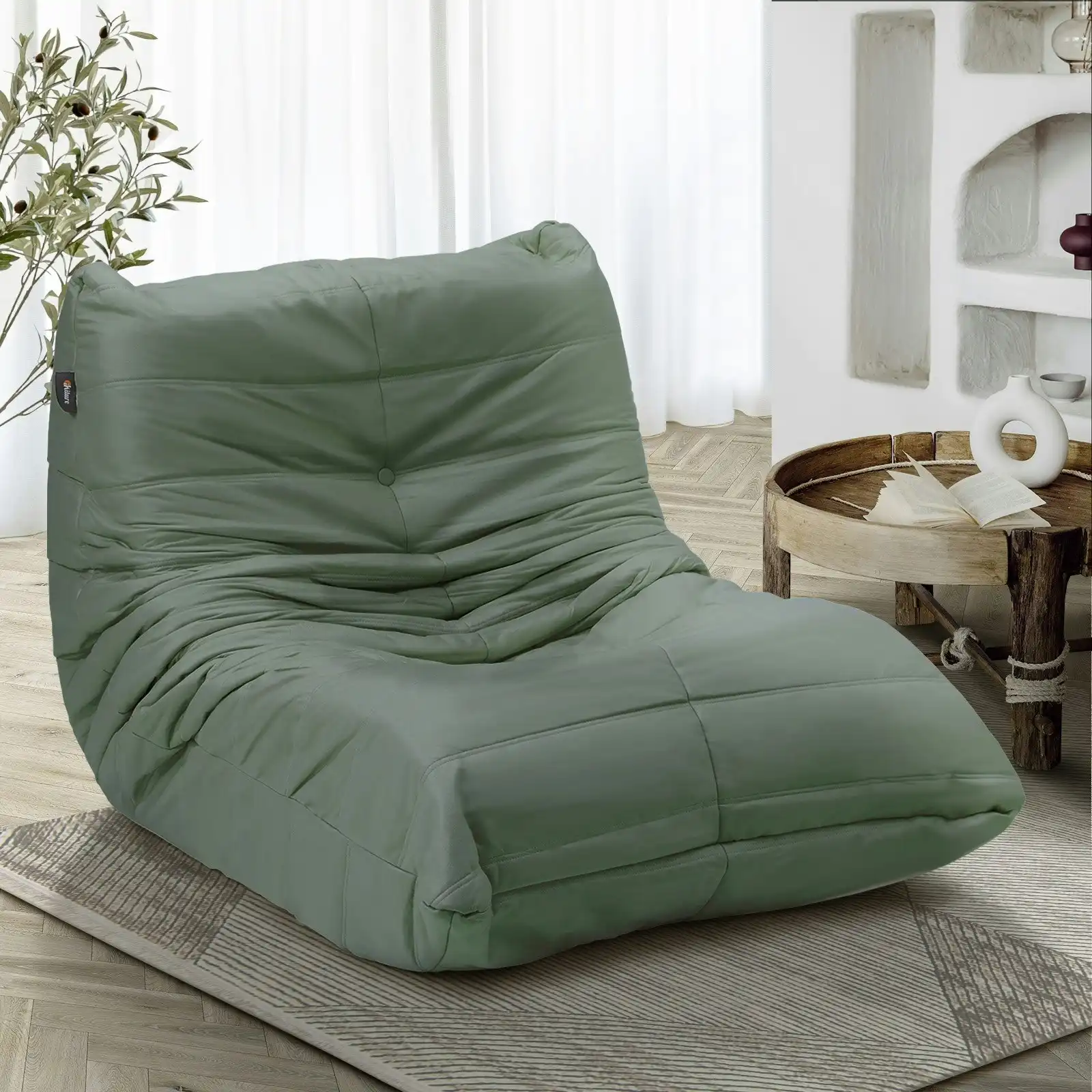 Oikiture Floor Sofa Accent Chair Lazy Couch Lounge Green