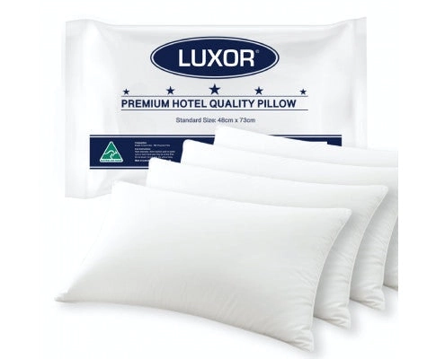 Luxor Australian Made Hotel Quality Pillow Standard Size Four Pack